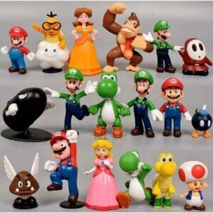 Super Mario Cake Toppers 18-Piece Figure Set Featuring Random Characters
